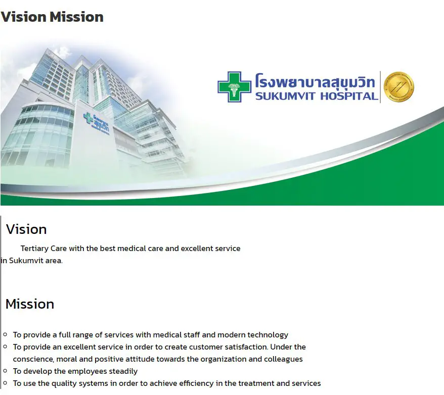 Sukumvit Hospital - Vision and Mission